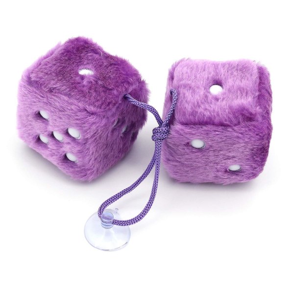 Hängande päls tärningar för bil, par av hängande par bilhänge med prickar för bilinredning prydnad dekoration, inomhusvägg Purple