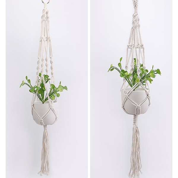 4pcs Gardening Flowerpot Net Bag Hand-woven Diy Cotton Rope Hanging Basket