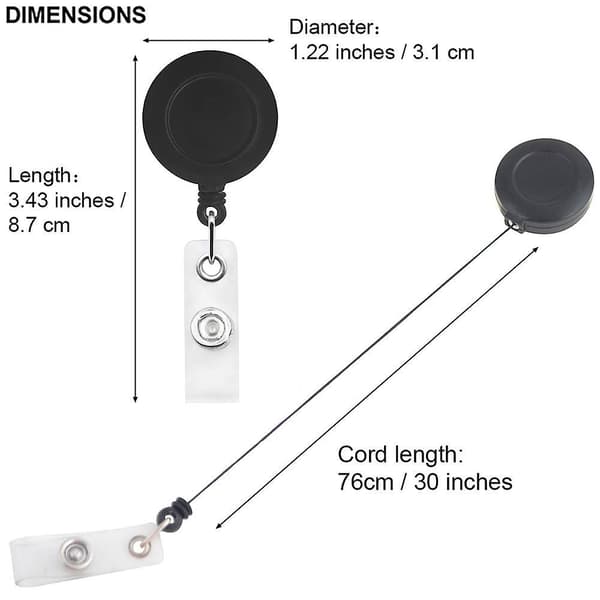12 pakker Retractable Id Badge Holder Reel Med Bælteklips, Transparent Hvid