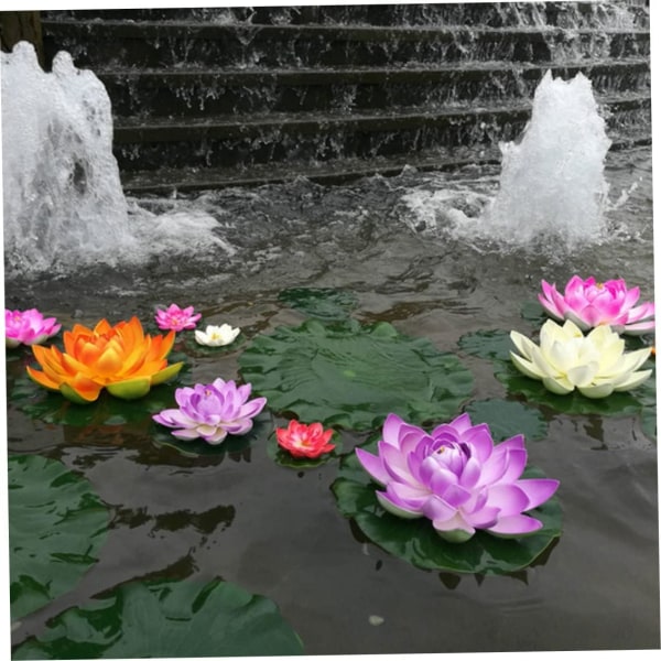 Blegrosa kunstige lotus kunstige dam planter flydende dam dekorationer falske åkander dam dekorationer med lotus blomster genbesøger hvid po