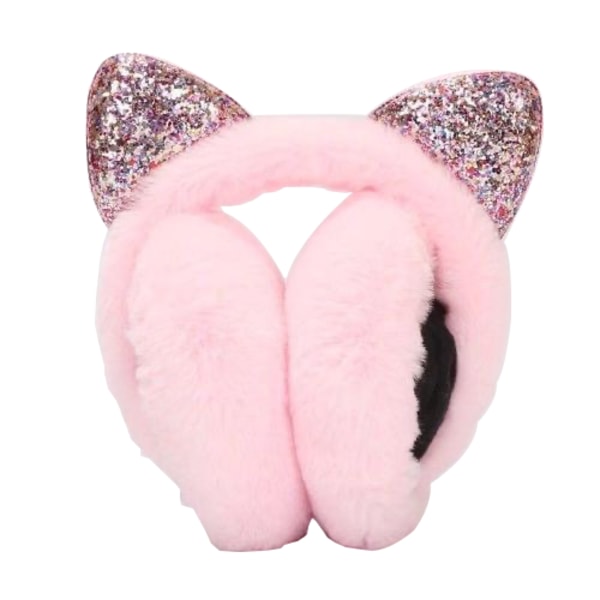 Kvinnor Barn Flickor Fluffiga hörselkåpor 3d Cat Öronlappar Pannband Öronvärmare Pink