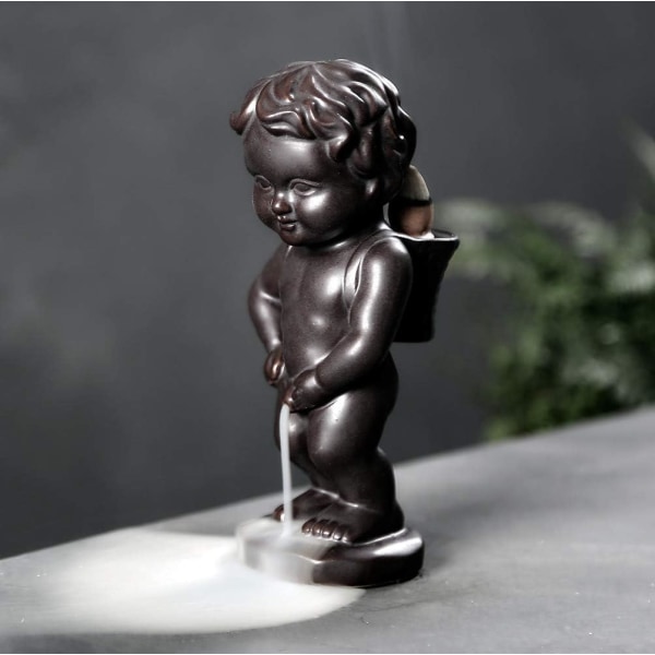 Handgjord keramisk rökelsehållare, Backflow rökelsebrännare Figurine rökelsekonhållare Heminredning Present Dekorationer Staty Ornament Manneken PIS