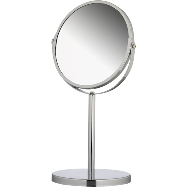 17 cm, Silver-Double-Sided Standing Cosmetic Mirror, Round Makeup Mirror 1x and 3X Magnification, Swivel Shaving Mirror, Approx.