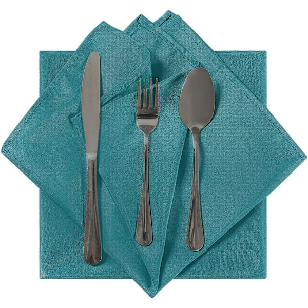 Stofservietter 15,7*15,7 tommer Vaskbare Polyester Servietter Bløde Bordservietter til Bryllup Fest Middagsbanket Teal, 12 stk.
