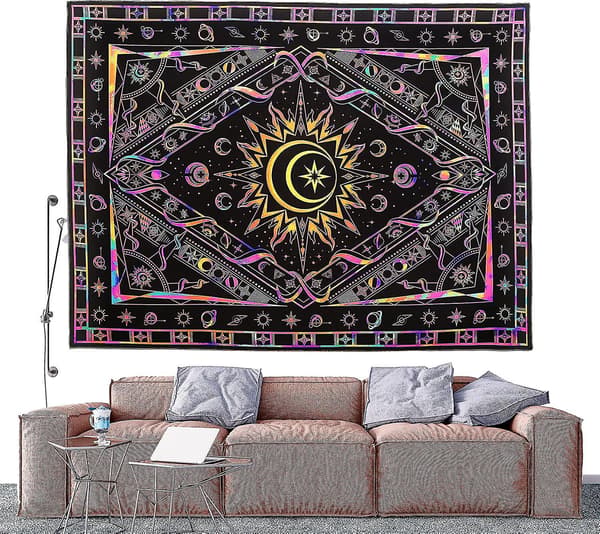 Brinnande sol psykedelisk vävnad Uv lysande för sovrum vardagsrum väggdekor 73x95cm
