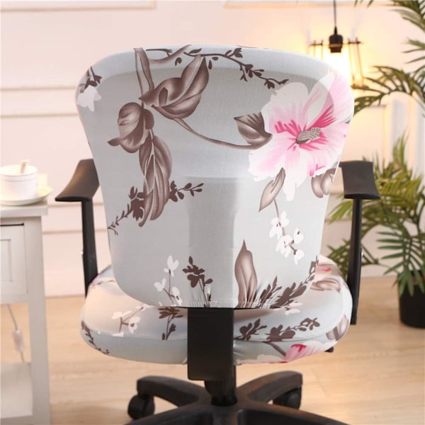 Kontorstoltrekk for datamaskin - Split beskyttende stretchstoff polyester universal skrivebordsstoltrekk stretch svingstoltrekk, gråblå