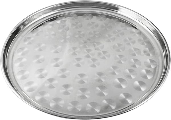 (02 stykker - 33cm)2x profesjonelt serveringsbrett i rustfritt stål, Ø 33 cm - stål brett for restauranter og barer