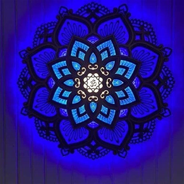 Akryl Lotusformad Mandala Nattlampa Kreativ Mandala Hängande Vägg Atmosfär Ljus För Vardagsrum Sovrum Väggdekoration Purple Light