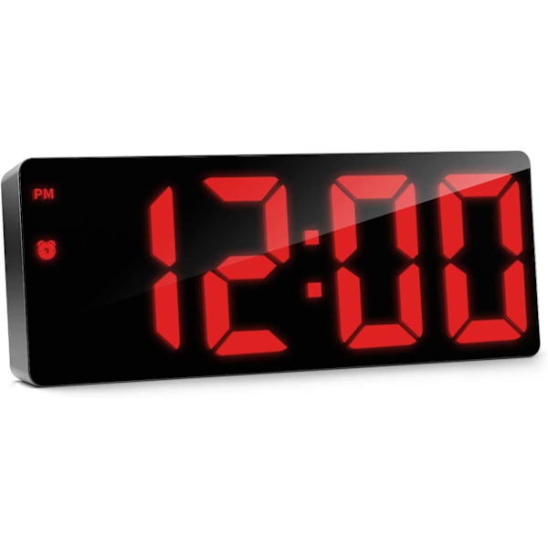 Digital väckarklocka, digital klocka med 3 ljusstyrkenivåer, elektronisk väckarklocka drivs av USB eller 3 AAA-batterier (ingår ej), snooze-väckarklocka