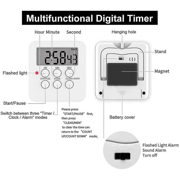 Kjøkken Timer Magnetisk Digital Timer Og Stoppeklokke Kjøkken Alarm Timer