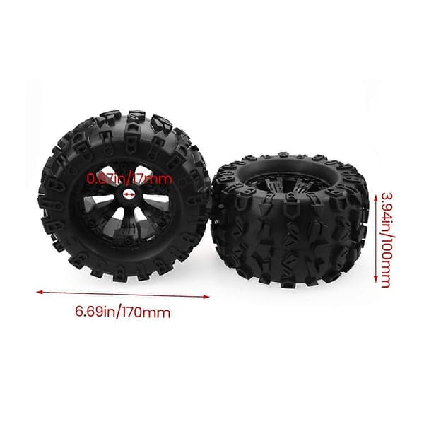 4 stk. 1/8 Skala RC Dæk og Fælge Sæt Limet til Tmaxx E- 3.3, JLB Cheetah