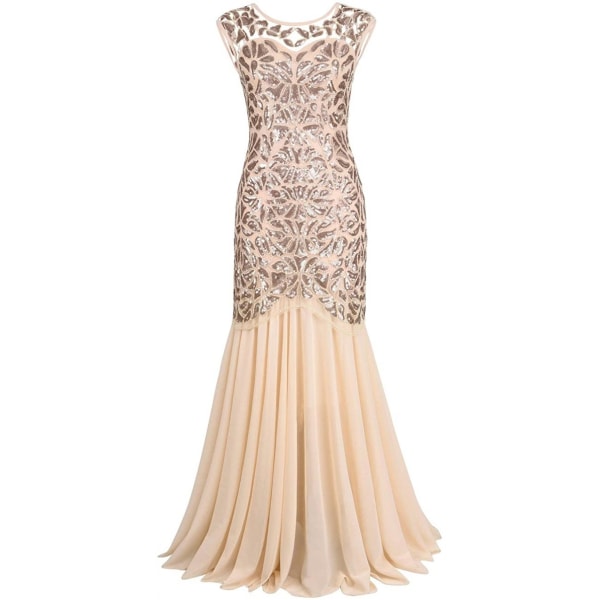 Gatsby lång balklänning med paljett från 1920-talet för kvinnor XXL