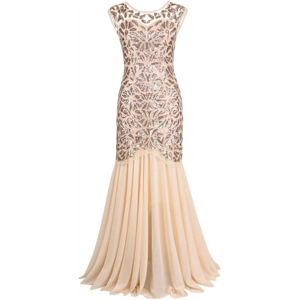 Kvinnors 1920-tals Sequin Gatsby Långklänning för Bal XL