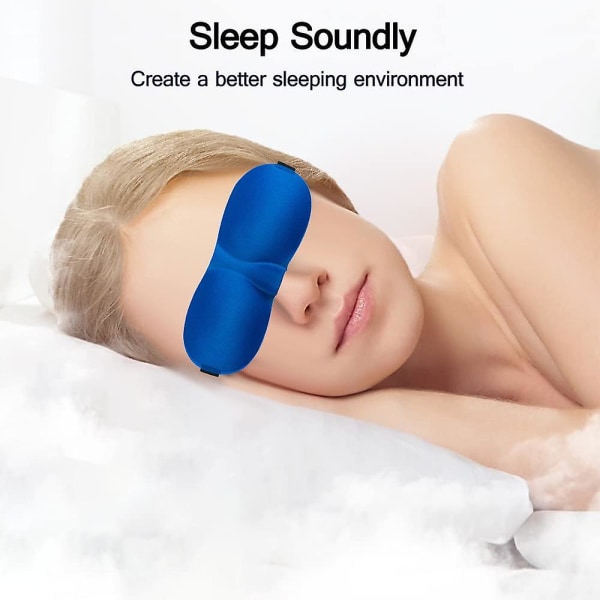 Sovemaske 3-pakning, blackout 3D øyemaske for søvn, øyemaske for sidesviller blå