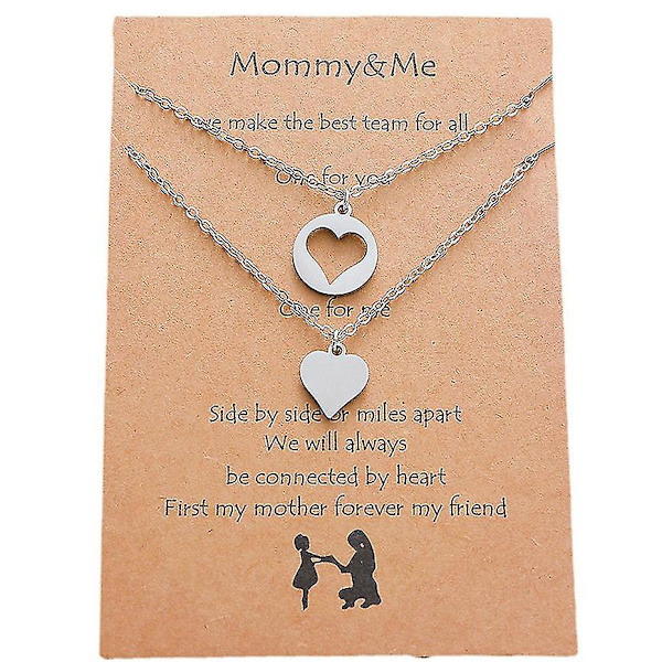 Halsband med hjärta, presentset med 2 halsband till mor och dotter, mors dag-present