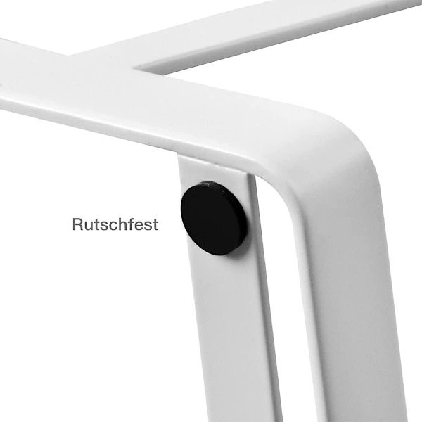 Gryde- og skeholder i stål - Multifunktionel bakke til grydelåg, kogegrej, spatel, skærebræt, tablet og opskrifter White