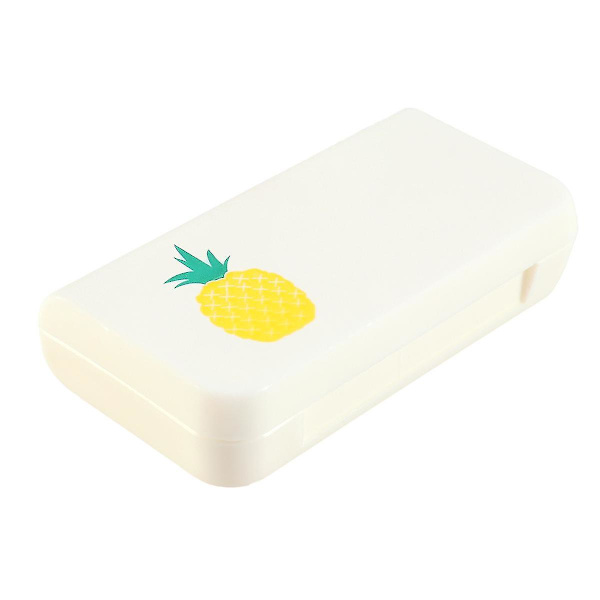 Bærbar pilleæske Mini pilleopbevaringsboks til hjem rejse udendørs (ananas trykmønster)