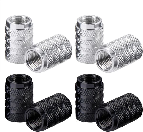 Aluminium ventilhattar för däck, dammskydd för bildäck (svart och silver)