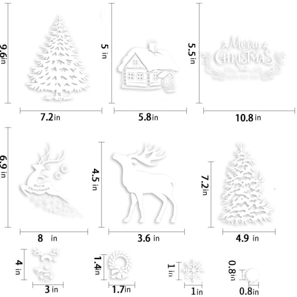 Julevindu klistremerke dekorasjon, statisk snøfnugg klistremerke God jul vindusdekal egnet for julefestartikler