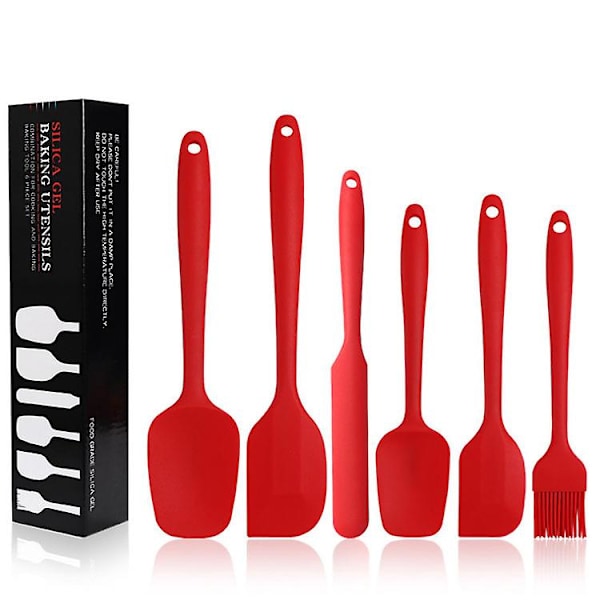 Silikonespatelsæt, varmebestandigt design i ét stykke, non-stick gummi Red