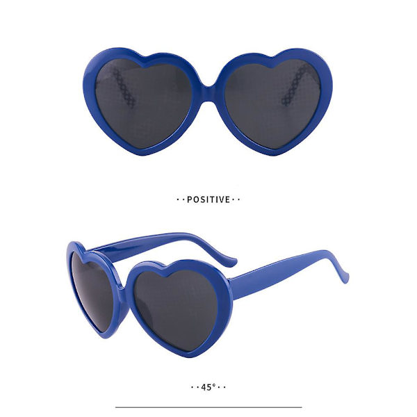 Hjerteffekt Lys Diffraktion Briller Peach Hjerteformet Special Effects Briller, 3d Hjerte Solbriller Blue