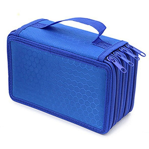 4-lags Solid Pen Opbevaringspose Stor Kapacitet Pen Bag Opbevaringspose blå