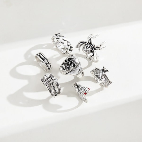 7 stk. Punk Snake Ringe til Kvinder Gothic Spider Mænd Smykker