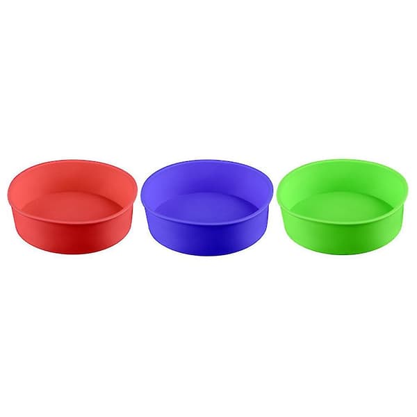 3 stk. runde kageforme i silikone til bagning af dekorative cupcakes (tilfældig farve 17 cm)
