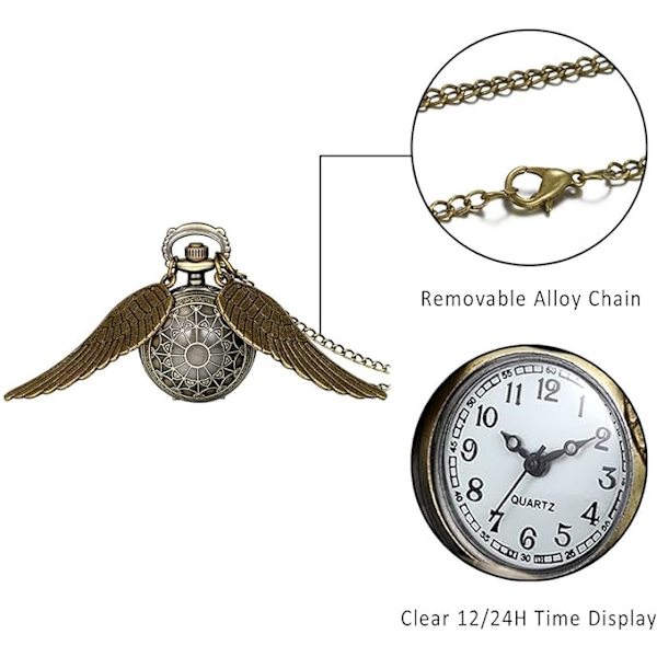 Vintage Retro Engel Vinge Legendarisk Flyvende Bold Vedhæng Halskæde Steampunk Lommeur