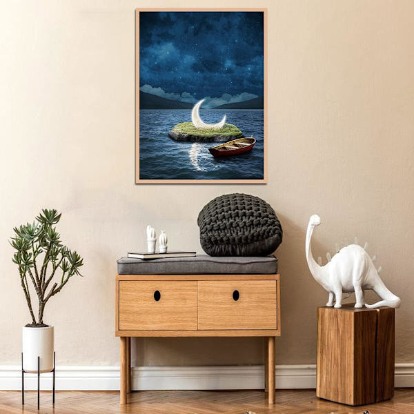 5D DIY Aikuisten Digitaalinen Timanttimaalaussetti 12x16 Tuumaa Moonfall Pyöreä Täysi Timanttimaalaussetti Kotiseinän Koristeluun