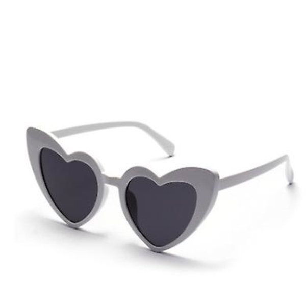 Retro hjerteformede solbriller dame oversized Uv400 White