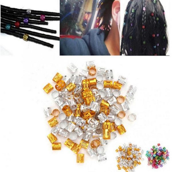 2 farver guld+sølv, dreadlocks hårforlængelse loop, store fletninger hårforlængelse ring