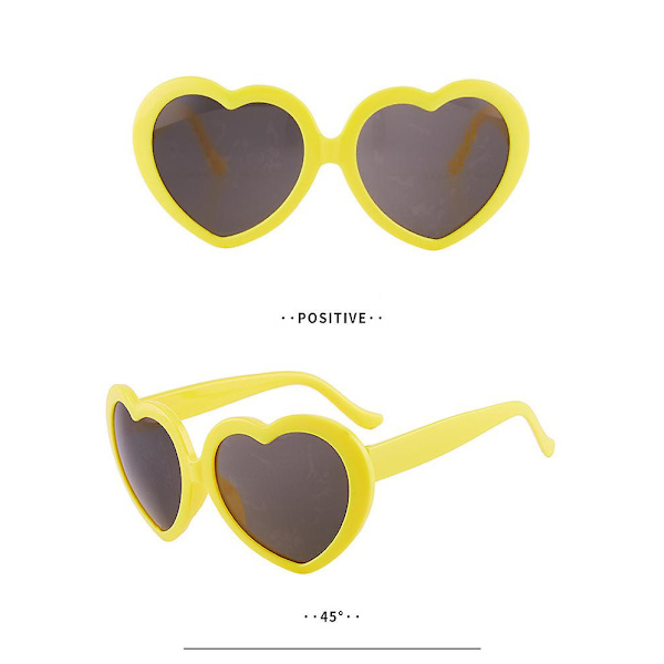 Sydämen muotoiset erikoistehosteet diffraktiolasit, 3d sydänsuojalasit Yellow