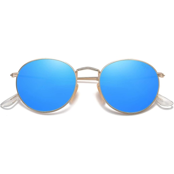Små runde polariserte solbriller for kvinner menn Klassiske vintage retro nyanser Uv400 Sj1014 Blå