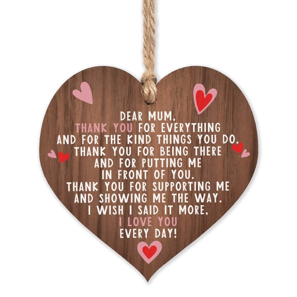 En present till mamma | Jag älskar dig mamma Presentgåvor | Bästa mamman någonsin i världen | Handgjorda plakettpresenter | Hjärta trä A