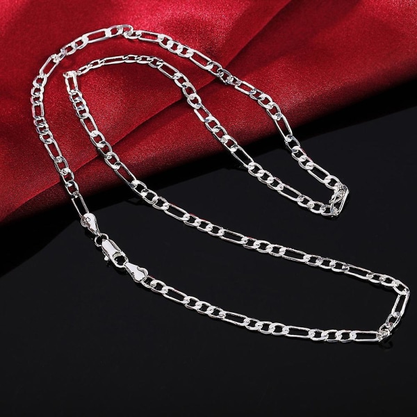 6mm Flat Chain 925 Sølvbelagt Halskjede Mote Smykker Kvinner Menn Solid Bryllupsgave 55cm