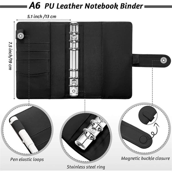 A6 Binder Budget Planner Notebook Covers Folder Størrelse 6 Hul Lommer Plast Lynlås Pengebesparende Kuvert gul