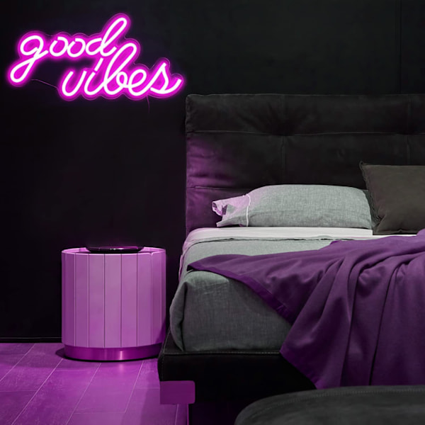 Neon LED-ljusskylt med akrylbas USB-driven dekorativ neonljusskylt för sovrum bar klubb festivalfest (rosa)