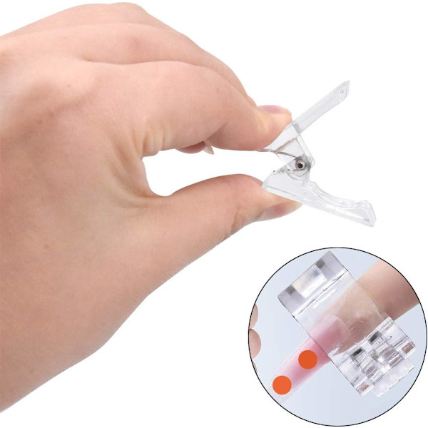 Nagelklämmor Kit, 10 st Gel Nagelklämma Polygel Nagelklämma, Polygel Nagelklämmor, Transparenta Nagelklämmor för Snabb Polygelkonstruktion, Nagel Extensions Pinzett