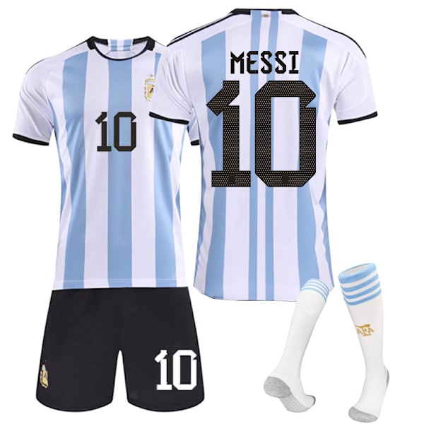 Qatar VM Argentina fodboldtrøje, VM-trøje 10+ sokker størrelse 26