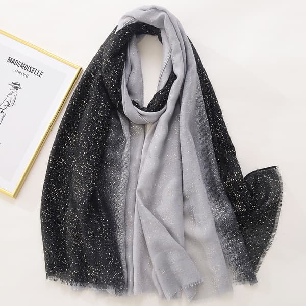 Dam bomullsscarf lång paljetttryck sjal mode H