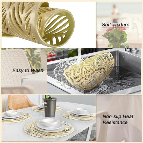 Runde hule plassmatter, sett med 4 PVC-plassmatter, sklisikre