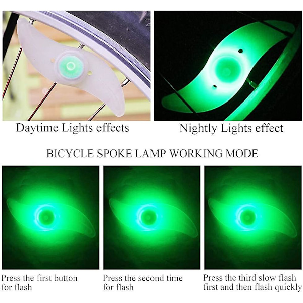 4 X Led sykkelhjul lys, vanntett Led sykkelhjul lys med 3 blinkende moduser Led sykkelhjul lampe for voksen og barn sykkel - rød Green