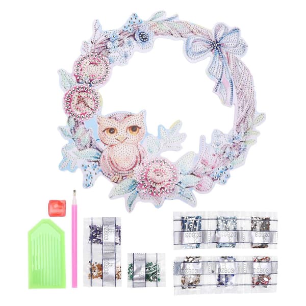 DIY Rhinestone-maleri Uglekrans Mønster Krystallbroderi Bilde Dekor Kit