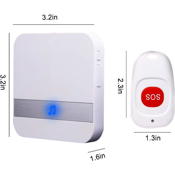Hemlarm Trådlöst Patient Äldre Personligt Larmsystem Plug Version och Nödlarmknapp Larm Pager (1 till 1 Vit)