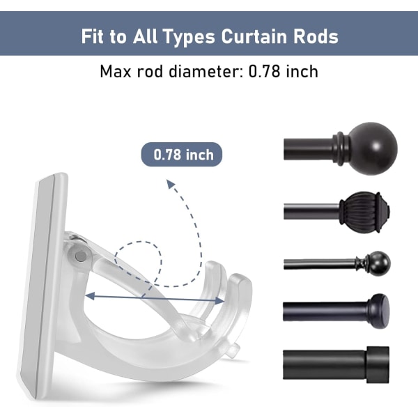 Self-adhesive curtain rod bracket hooks in packs, no drilling required