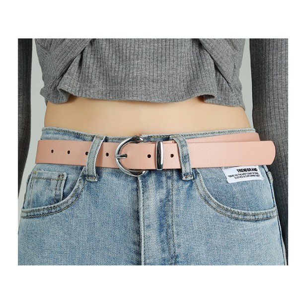 Sølvspænde Fashion Simple Pin Buckle Dame PU Bælte Casual Dekorativ Jeans Bælte Pink