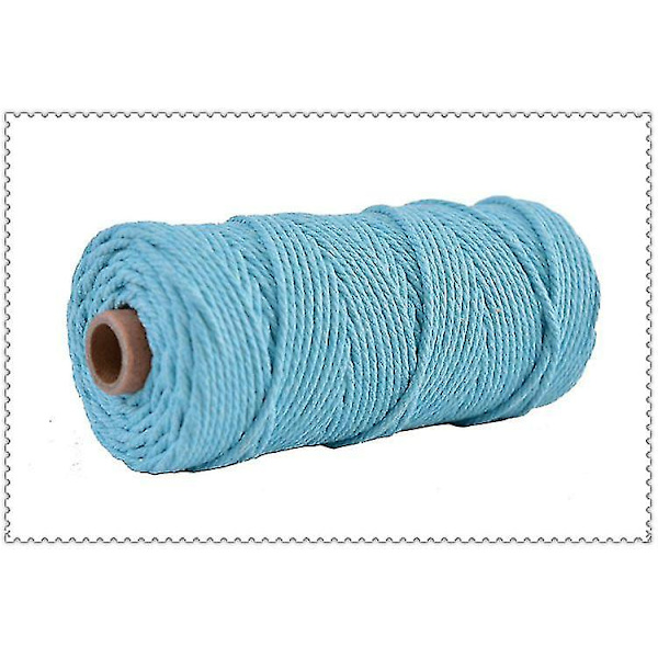 3mm Bomuldsreb Farverigt Reb Reb Snoet Craft Makrame Snor light blue