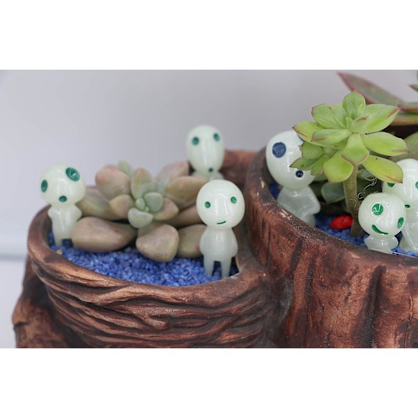Fairy Garden Tillbehör Qingo Trä Alver Lys i Mörkret Tomtar för Gård Utomjording Dekor Miniatyr Lysande Spöke Kit för Mikro Landskap Trädgård 10st