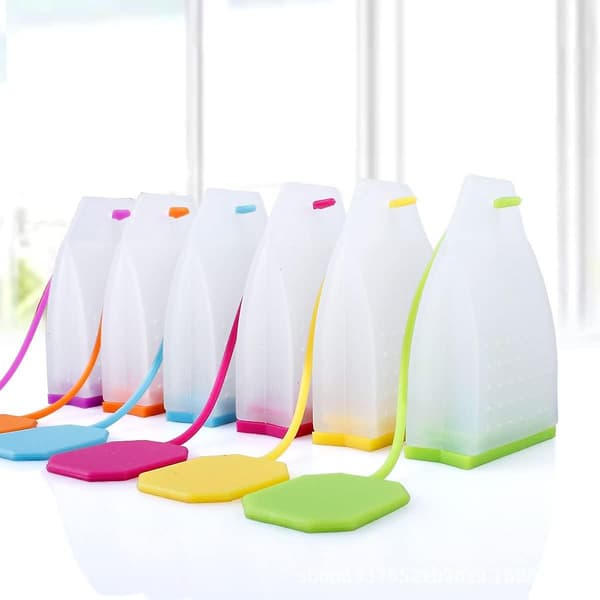 6 st Silikon Teinfuser Tepåse Sil Filter Återanvändbar Säker Löst Blad Filterpåsar (6 Färger)